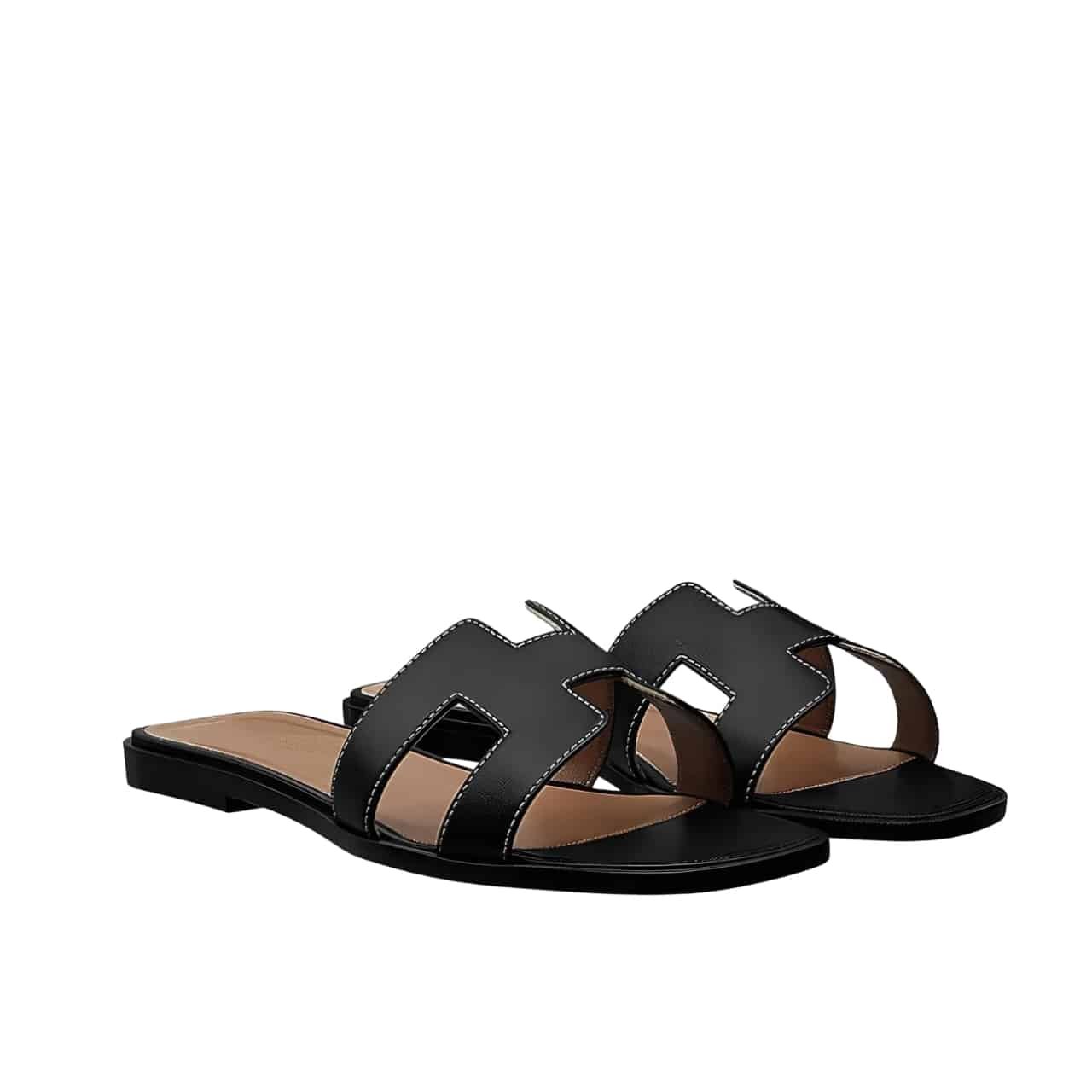 Thumbnail-66-2 Hermes Oran Sandal Black H021056Z 01 - Image 1