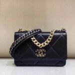 Chanel 19 Wallet On Chain Bag Shiny Gold And Silver Tone Black 19Cm AP3267 B04852 94305 - Image 2