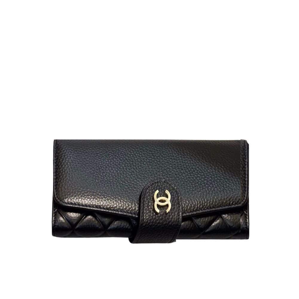 xr:d:DAFy0M-Gj-4:302,j:8425517515187650589,t:23110802 Chanel Classic Long Flap Wallet Black 19Cm - Image 1