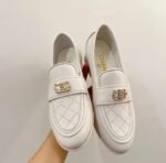 Chanel 20B Quilted Boy Lego Metal CC Logo Gold Mule Slip On Flat Loafers White - Image 3